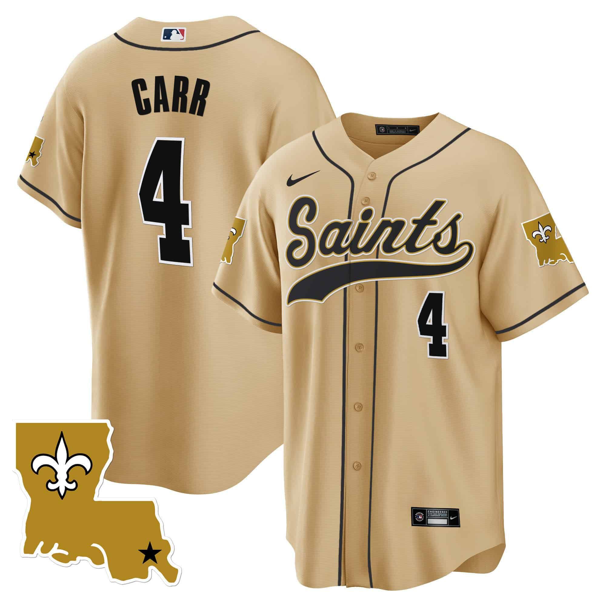 Men New Orleans Saints 4 Carr Yellow 2024 Nike 1987 Legacy Cool Base NFL Jersey